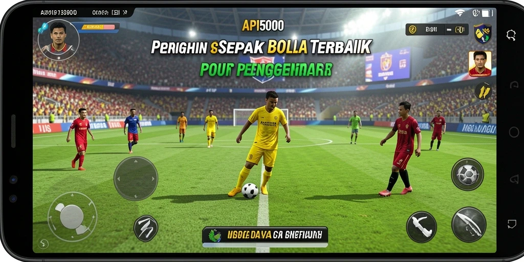 Tangkapan layar gameplay API5000 menampilkan aksi sepak bola yang mendebarkan.