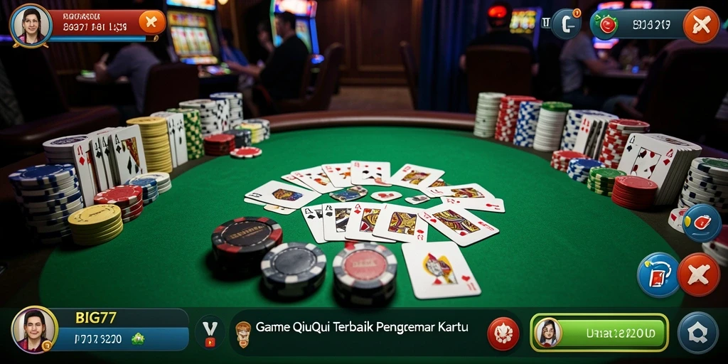 Tampilan gameplay seru permainan QiuQiu di BIG77.
