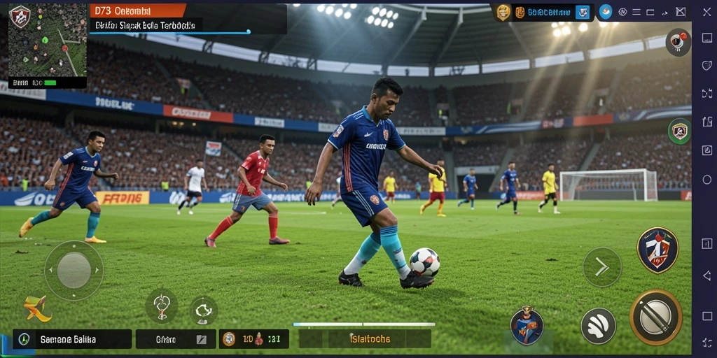 Tampilan menarik dari gameplay sepak bola D73 yang seru.