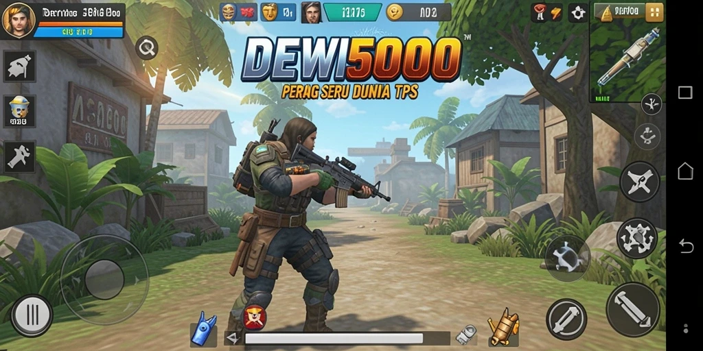 Menampilkan gameplay seru DEWI5000 dengan aksi tembak-menembak.