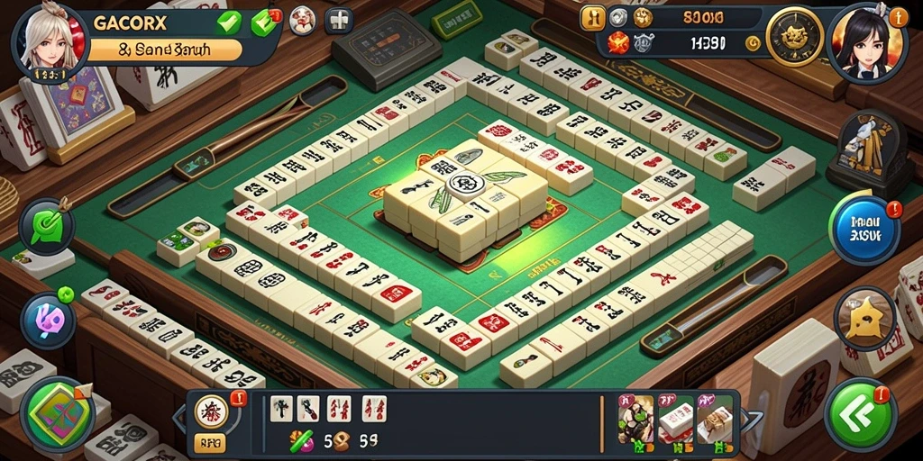 Tampilan gameplay menarik dari GACORX saat bermain Mahjong.