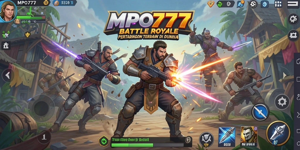 Tangkapan layar utama MPO777 menampilkan aksi pertempuran seru dalam Battle Royale.