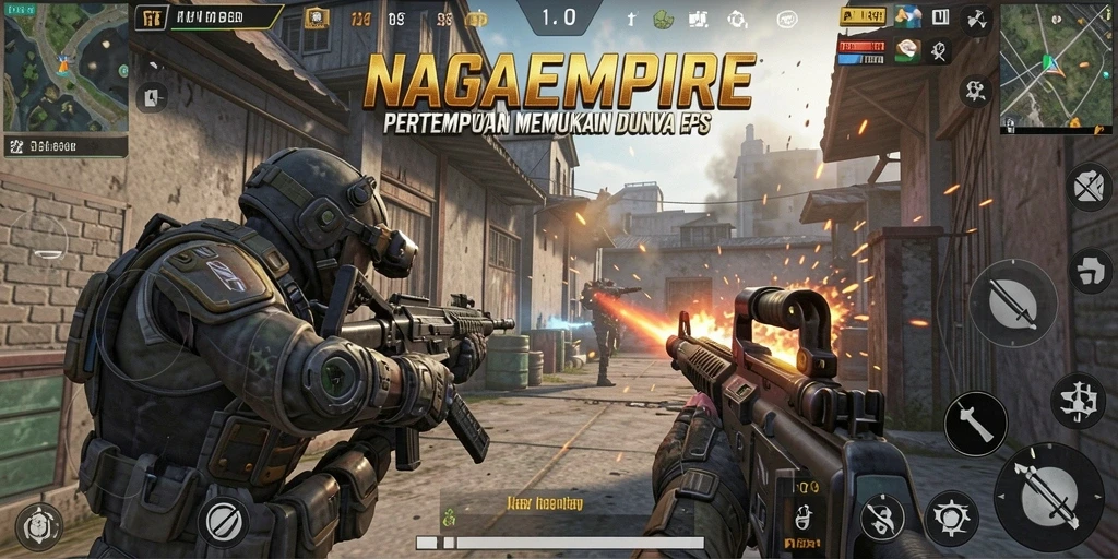 Screenshot menampilkan aksi pertempuran mendebarkan dalam gameplay NAGAEMPIRE.