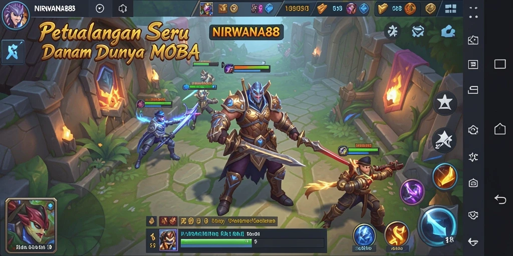 Gameplay NIRWANA88 yang seru dalam pertempuran MOBA yang epik.