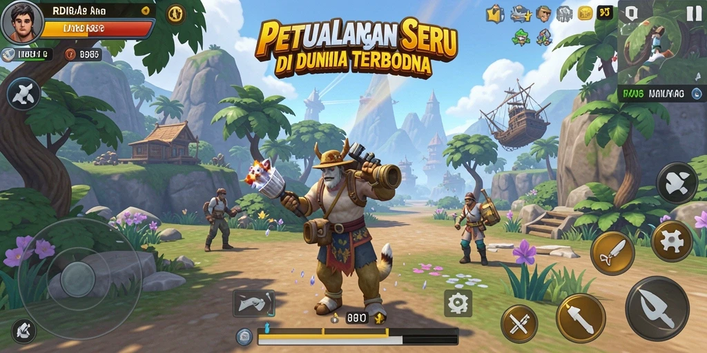 Tangkapan layar gameplay RDI88 yang menggambarkan dunia terbuka yang luas.