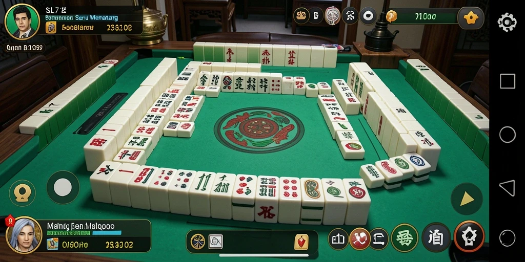 Tampilan gameplay SL72 yang menarik dengan desain ubin Mahjong berwarna-warni.